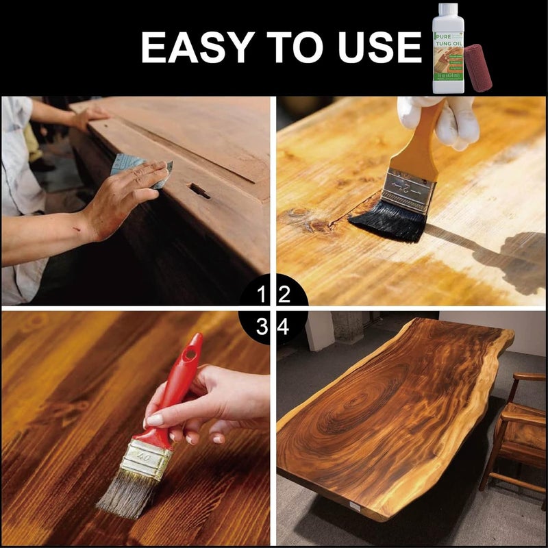 Godora 16 oz Pure Tung Oil for Wood Finishing, Wood Sealer for Indoor & Outdoor Favored by Craftsmen, Waterproofing Tung Oil for Wood Products, Perfect Food Safety Tung Oil for Furniture & Countertops - Image 5